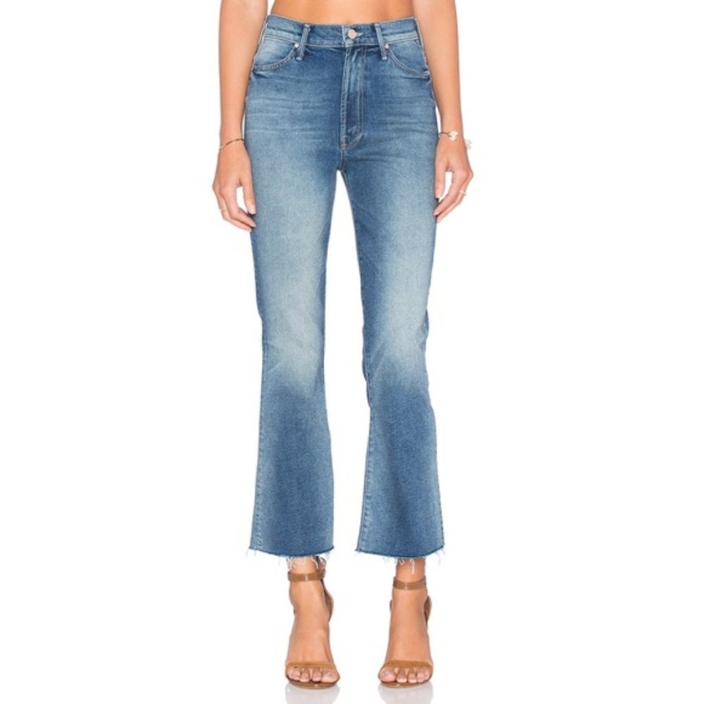 MOTHER the Hustler Ankle Fray in smoke em jeans